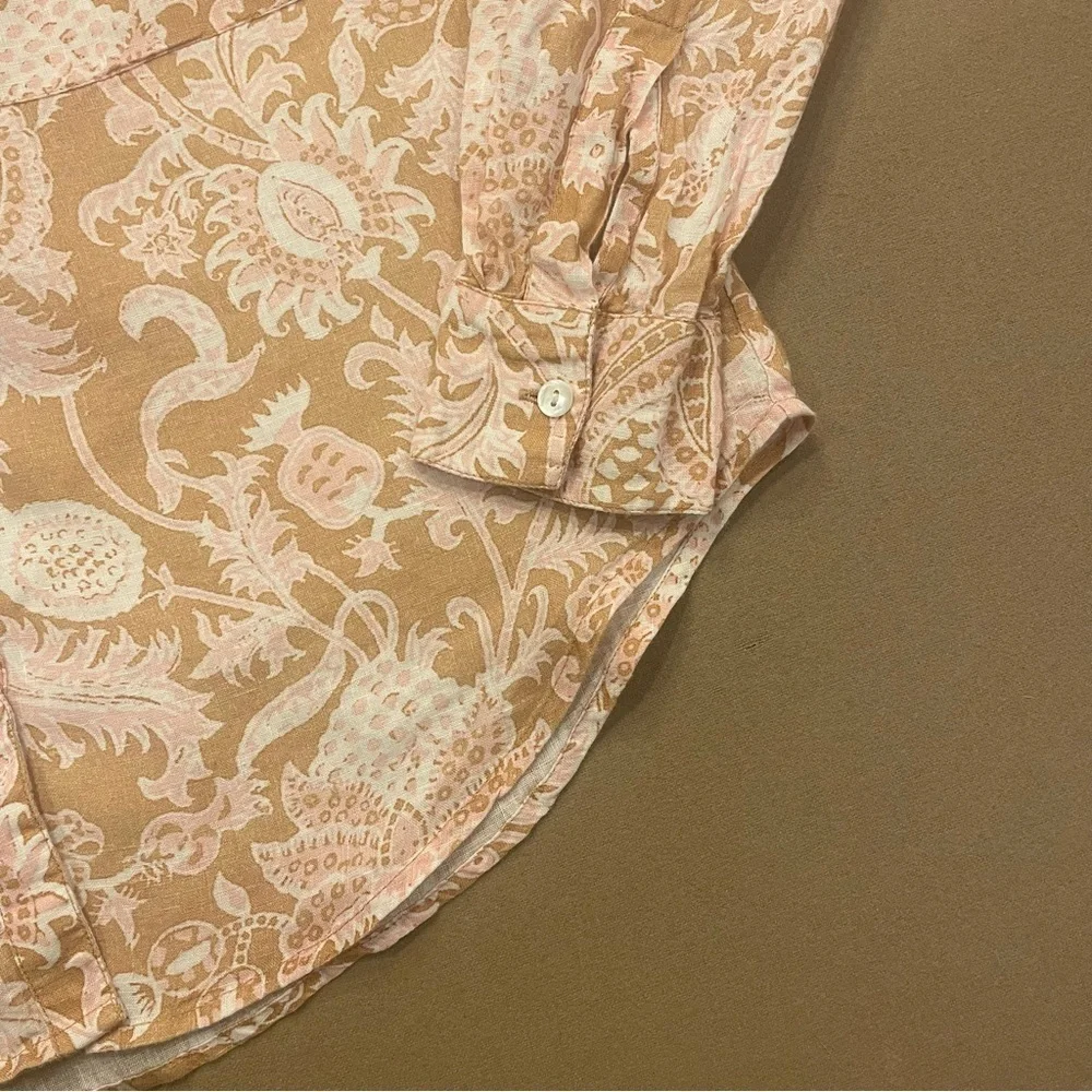 Roller Rabbit Floral Linen Button Down Top Size XS